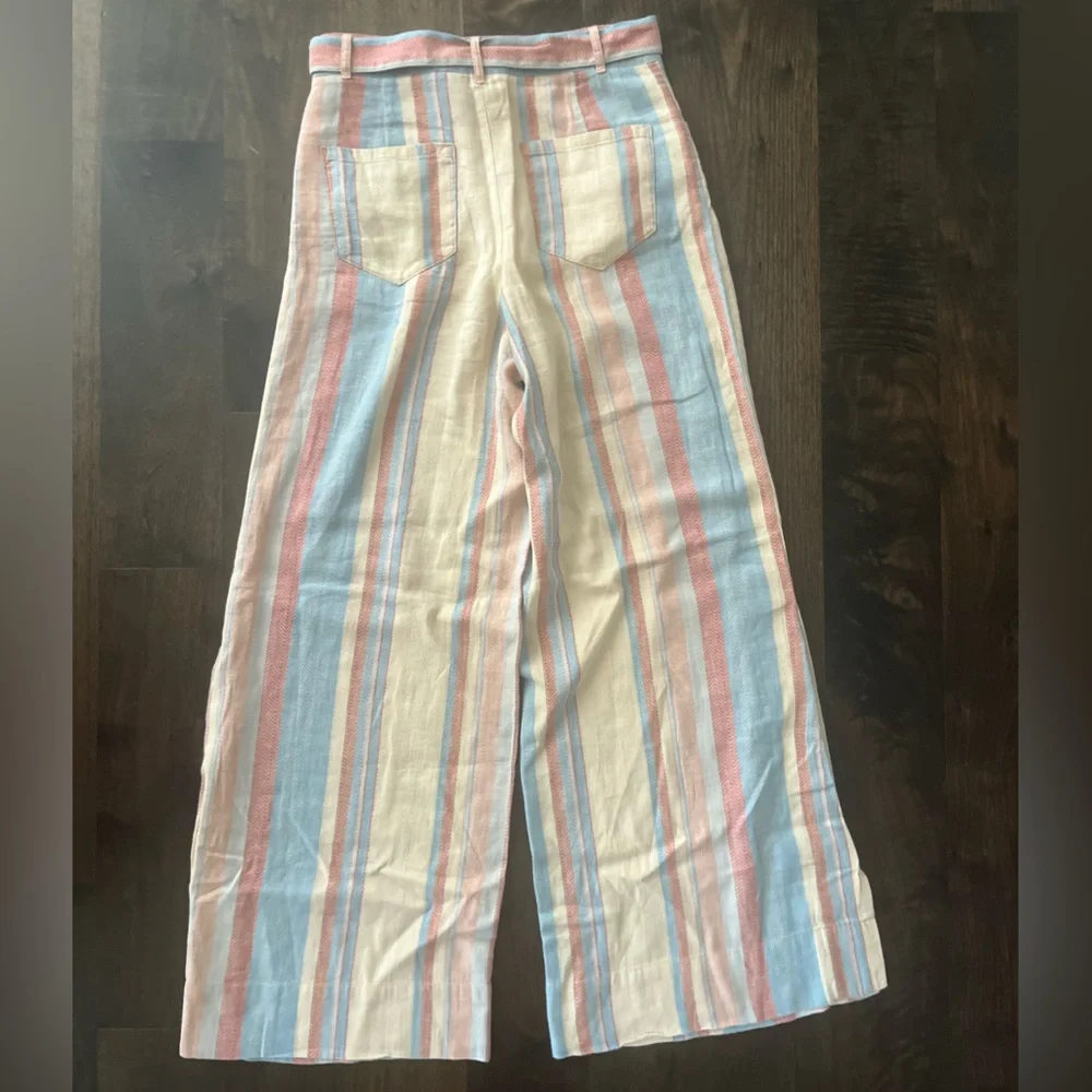 Anthropologie - Beach Striped Linen Pants - size 4. Vacation Ready!